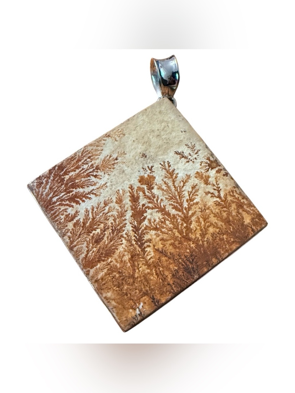 Y2K Artisian XL Dendric Sandstone Pendant Carved with Nature Theme, 1.75” x 1.75